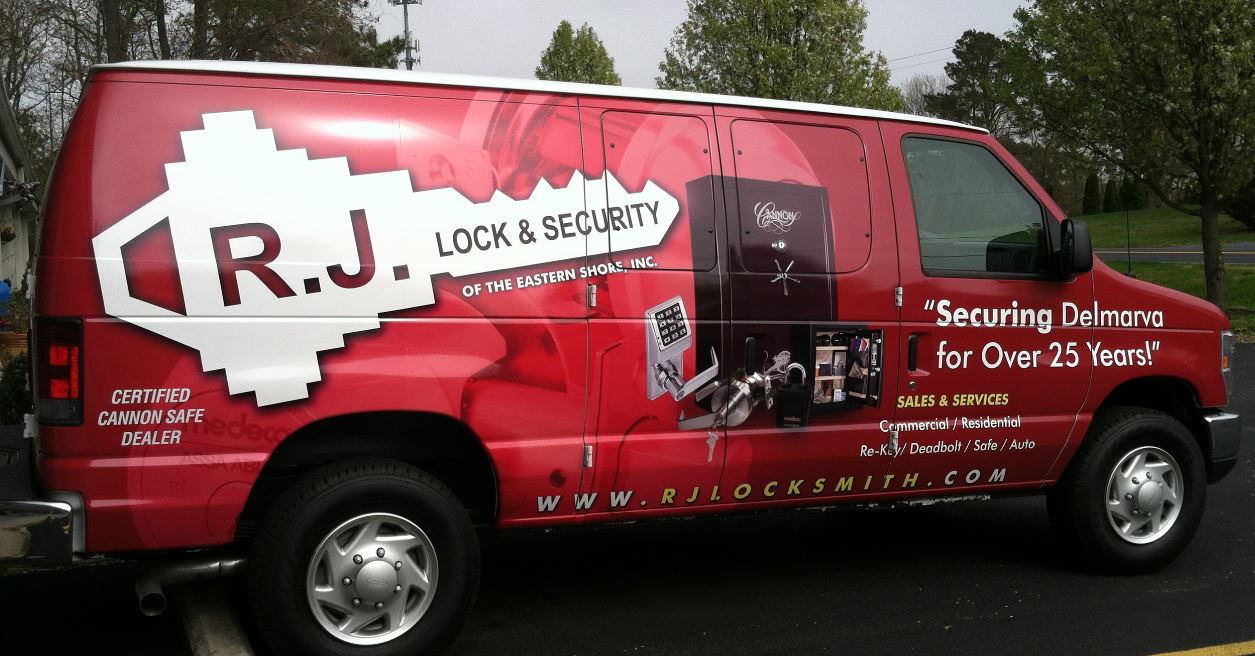 The RJ Van A red van with vinyl advertising